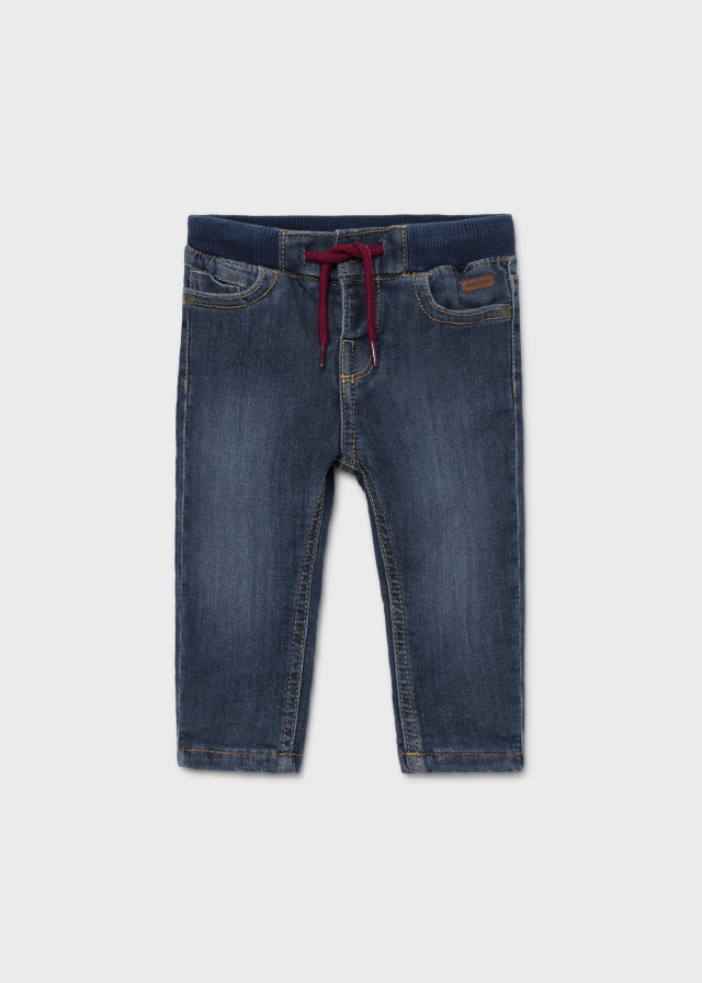 Calça denim regular forrado  