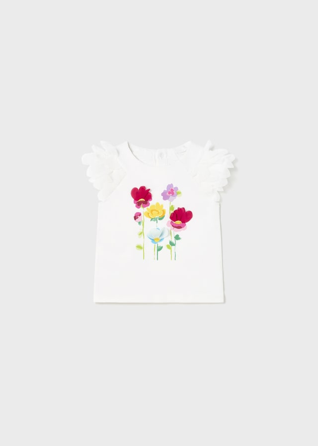 Camiseta m/cta aplicação flor